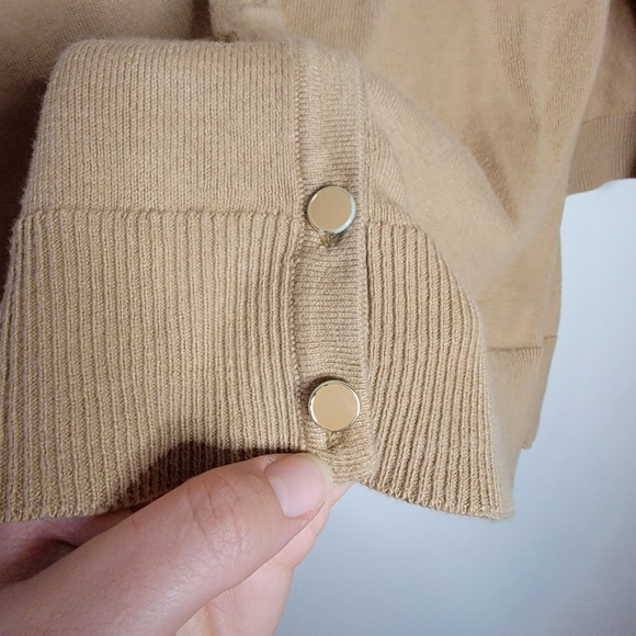 7th Avenue Design Studio Cardigan 3/4 length Tan sweater women's XL EUC beige - Picture 8 of 9